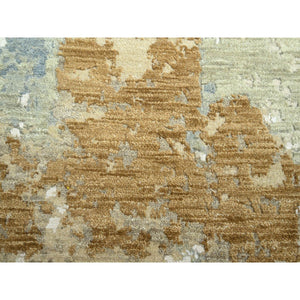 9'x12'1" Shades Of Brown, Densely Woven, Abstract With Galaxy Design, Persian Knot, Pure Wool, Hand Knotted, Oriental Rug FWR498870