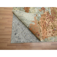 Load image into Gallery viewer, 9&#39;x12&#39;2&quot; Beige with Rust, Pure Wool, Abstract with Galaxy Design, Persian Knot, Hand Knotted, Densely Woven, Oriental Rug FWR498876