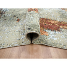Load image into Gallery viewer, 9&#39;x12&#39;2&quot; Beige with Rust, Pure Wool, Abstract with Galaxy Design, Persian Knot, Hand Knotted, Densely Woven, Oriental Rug FWR498876