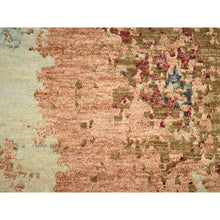 Load image into Gallery viewer, 9&#39;x12&#39;2&quot; Beige with Rust, Pure Wool, Abstract with Galaxy Design, Persian Knot, Hand Knotted, Densely Woven, Oriental Rug FWR498876