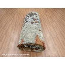 Load image into Gallery viewer, 9&#39;x12&#39;2&quot; Beige With Rust, Pure Wool, Abstract With Galaxy Design, Persian Knot, Hand Knotted, Densely Woven, Oriental Rug FWR498876