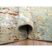 Load image into Gallery viewer, 9&#39;x12&#39;3&quot; Pistachio Green With Beige, Persian Knot, Abstract With Galaxy Design, Pure Wool, Hand Knotted, Densely Woven, Oriental Rug FWR498888