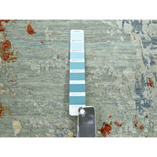 Load image into Gallery viewer, 9&#39;x12&#39;3&quot; Pistachio Green With Beige, Persian Knot, Abstract With Galaxy Design, Pure Wool, Hand Knotted, Densely Woven, Oriental Rug FWR498888