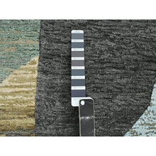 Load image into Gallery viewer, 9&#39;x11&#39;9&quot; Charcoal Gray With Brown, Abstract Geometric Pattern, Persian Knot, Hand Knotted, 100% Wool, Densely Woven, Oriental Rug FWR498894