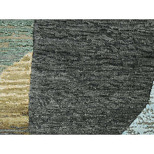 Load image into Gallery viewer, 9&#39;x11&#39;9&quot; Charcoal Gray With Brown, Abstract Geometric Pattern, Persian Knot, Hand Knotted, 100% Wool, Densely Woven, Oriental Rug FWR498894
