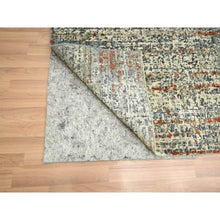 Load image into Gallery viewer, 9&#39;x12&#39;3&quot; Beige With Rust Red, Persian Knot, Abstract With Galaxy Design, 100% Wool, Hand Knotted, Densely Woven, Oriental Rug FWR498900