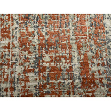 Load image into Gallery viewer, 9&#39;x12&#39;3&quot; Beige With Rust Red, Persian Knot, Abstract With Galaxy Design, 100% Wool, Hand Knotted, Densely Woven, Oriental Rug FWR498900