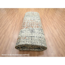 Load image into Gallery viewer, 9&#39;x12&#39;3&quot; Beige With Rust Red, Persian Knot, Abstract With Galaxy Design, 100% Wool, Hand Knotted, Densely Woven, Oriental Rug FWR498900