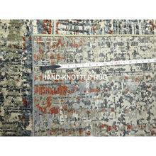 Load image into Gallery viewer, 9&#39;x12&#39;3&quot; Beige With Rust Red, Persian Knot, Abstract With Galaxy Design, 100% Wool, Hand Knotted, Densely Woven, Oriental Rug FWR498900