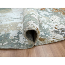 Load image into Gallery viewer, 9&#39;9&quot;x9&#39;9&quot; Shades of Gray, Persian Knot, Abstract with Galaxy Design, Pure Wool, Hand Knotted, Densely Woven, Round, Oriental Rug FWR498918