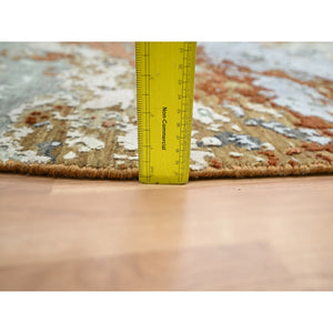 9'9"x9'9" Shades of Gray, Persian Knot, Abstract with Galaxy Design, Pure Wool, Hand Knotted, Densely Woven, Round, Oriental Rug FWR498918