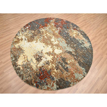 Load image into Gallery viewer, 6&#39;2&quot;x6&#39;2&quot; Charcoal Gray with Brown, Persian Knot, Abstract with Galaxy Design, 100% Wool, Hand Knotted, Densely Woven, Round, Oriental Rug FWR498936