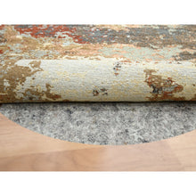 Load image into Gallery viewer, 6&#39;2&quot;x6&#39;2&quot; Charcoal Gray with Brown, Persian Knot, Abstract with Galaxy Design, 100% Wool, Hand Knotted, Densely Woven, Round, Oriental Rug FWR498936