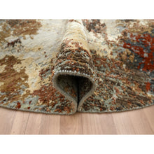 Load image into Gallery viewer, 6&#39;2&quot;x6&#39;2&quot; Charcoal Gray with Brown, Persian Knot, Abstract with Galaxy Design, 100% Wool, Hand Knotted, Densely Woven, Round, Oriental Rug FWR498936