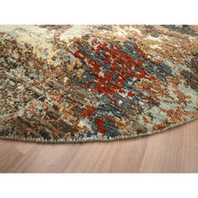 Load image into Gallery viewer, 6&#39;2&quot;x6&#39;2&quot; Charcoal Gray with Brown, Persian Knot, Abstract with Galaxy Design, 100% Wool, Hand Knotted, Densely Woven, Round, Oriental Rug FWR498936