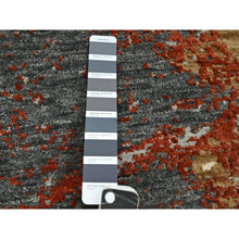 Load image into Gallery viewer, 6&#39;2&quot;x6&#39;2&quot; Charcoal Gray with Brown, Persian Knot, Abstract with Galaxy Design, 100% Wool, Hand Knotted, Densely Woven, Round, Oriental Rug FWR498936