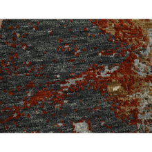 Load image into Gallery viewer, 6&#39;2&quot;x6&#39;2&quot; Charcoal Gray with Brown, Persian Knot, Abstract with Galaxy Design, 100% Wool, Hand Knotted, Densely Woven, Round, Oriental Rug FWR498936