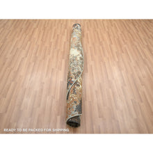 Load image into Gallery viewer, 6&#39;2&quot;x6&#39;2&quot; Charcoal Gray with Brown, Persian Knot, Abstract with Galaxy Design, 100% Wool, Hand Knotted, Densely Woven, Round, Oriental Rug FWR498936