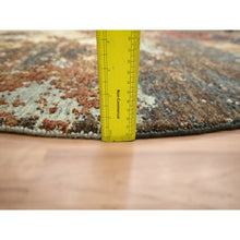 Load image into Gallery viewer, 6&#39;2&quot;x6&#39;2&quot; Charcoal Gray with Brown, Persian Knot, Abstract with Galaxy Design, 100% Wool, Hand Knotted, Densely Woven, Round, Oriental Rug FWR498936