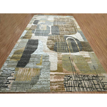Load image into Gallery viewer, 10&#39;x14&#39; Granite Gray With Brown, Hand Knotted, Persian Knot, Abstract Geometric Pattern, 100% Wool, Densely Woven, Oriental Rug FWR498954