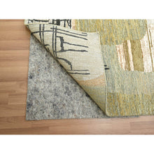 Load image into Gallery viewer, 10&#39;x14&#39; Granite Gray With Brown, Hand Knotted, Persian Knot, Abstract Geometric Pattern, 100% Wool, Densely Woven, Oriental Rug FWR498954