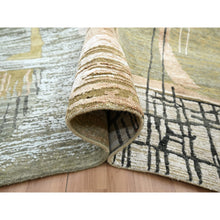 Load image into Gallery viewer, 10&#39;x14&#39; Granite Gray With Brown, Hand Knotted, Persian Knot, Abstract Geometric Pattern, 100% Wool, Densely Woven, Oriental Rug FWR498954