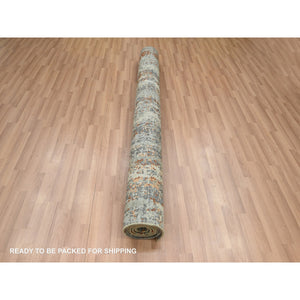 6'x8'6" Shades Of Gray With Rust, Abstract With Galaxy Design, Persian Knot, Pure Wool, Hand Knotted, Densely Woven, Oriental Rug FWR498972