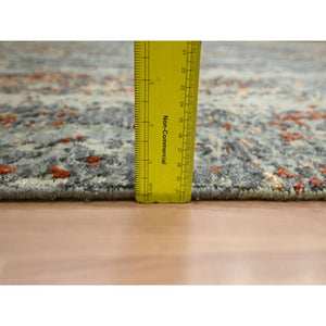 6'x8'6" Shades Of Gray With Rust, Abstract With Galaxy Design, Persian Knot, Pure Wool, Hand Knotted, Densely Woven, Oriental Rug FWR498972