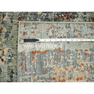 6'x8'6" Shades Of Gray With Rust, Abstract With Galaxy Design, Persian Knot, Pure Wool, Hand Knotted, Densely Woven, Oriental Rug FWR498972