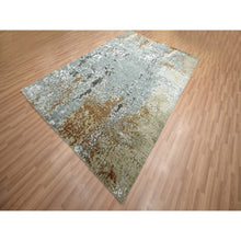 Load image into Gallery viewer, 6&#39;1&quot;x9&#39;1&quot; Misty Gray With Brown, Persian Knot, Abstract With Galaxy Design, 100% Wool, Hand Knotted, Densely Woven, Oriental Rug FWR498978