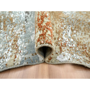 6'1"x9'1" Misty Gray With Brown, Persian Knot, Abstract With Galaxy Design, 100% Wool, Hand Knotted, Densely Woven, Oriental Rug FWR498978