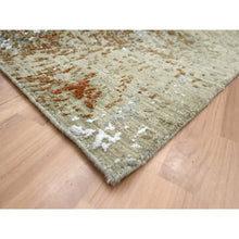 Load image into Gallery viewer, 6&#39;1&quot;x9&#39;1&quot; Misty Gray With Brown, Persian Knot, Abstract With Galaxy Design, 100% Wool, Hand Knotted, Densely Woven, Oriental Rug FWR498978