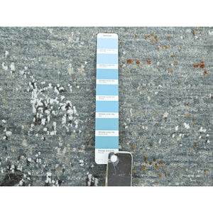 6'1"x9'1" Misty Gray With Brown, Persian Knot, Abstract With Galaxy Design, 100% Wool, Hand Knotted, Densely Woven, Oriental Rug FWR498978