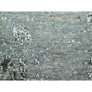 6'1"x9'1" Misty Gray With Brown, Persian Knot, Abstract With Galaxy Design, 100% Wool, Hand Knotted, Densely Woven, Oriental Rug FWR498978