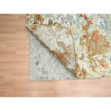 Load image into Gallery viewer, 6&#39;x9&#39;3&quot; Mineral Blue With Beige, Persian Knot, Abstract With Galaxy Design, Pure Wool, Hand Knotted, Densely Woven, Oriental Rug FWR498984