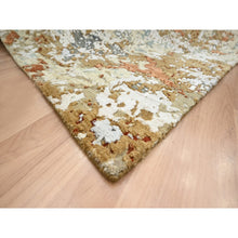 Load image into Gallery viewer, 6&#39;x9&#39;3&quot; Mineral Blue With Beige, Persian Knot, Abstract With Galaxy Design, Pure Wool, Hand Knotted, Densely Woven, Oriental Rug FWR498984