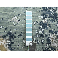 Load image into Gallery viewer, 6&#39;x9&#39;3&quot; Mineral Blue With Beige, Persian Knot, Abstract With Galaxy Design, Pure Wool, Hand Knotted, Densely Woven, Oriental Rug FWR498984