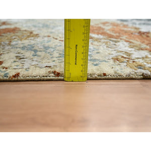6'x9'3" Mineral Blue With Beige, Persian Knot, Abstract With Galaxy Design, Pure Wool, Hand Knotted, Densely Woven, Oriental Rug FWR498984