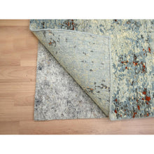 Load image into Gallery viewer, 2&#39;6&quot;x12&#39;2&quot; Beige With Mineral Blue, Densely Woven, Abstract With Galaxy Design, Persian Knot, Pure Wool, Hand Knotted, Runner, Oriental Rug FWR499008