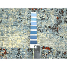 Load image into Gallery viewer, 2&#39;6&quot;x12&#39;2&quot; Beige With Mineral Blue, Densely Woven, Abstract With Galaxy Design, Persian Knot, Pure Wool, Hand Knotted, Runner, Oriental Rug FWR499008