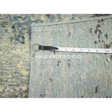 Load image into Gallery viewer, 2&#39;6&quot;x12&#39;2&quot; Beige With Mineral Blue, Densely Woven, Abstract With Galaxy Design, Persian Knot, Pure Wool, Hand Knotted, Runner, Oriental Rug FWR499008