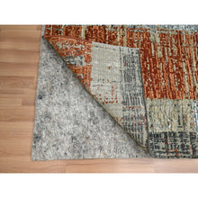 Load image into Gallery viewer, 2&#39;7&quot;x11&#39;10&quot; Beige with Rust Orange, Persian Knot, Abstract with Galaxy Design, 100% Wool, Hand Knotted, Densely Woven, Runner, Oriental Rug FWR499014