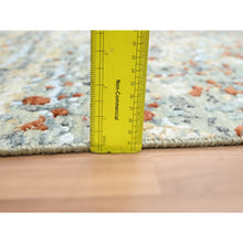 Load image into Gallery viewer, 2&#39;7&quot;x12&#39;1&quot; Misty Gray With Rust, Abstract With Galaxy Design, Persian Knot, Densely Woven, 100% Wool, Hand Knotted, Runner, Oriental Rug FWR499020