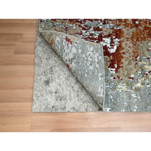 Load image into Gallery viewer, 2&#39;6&quot;x12&#39; Spanish Gray with Rust, Hand Knotted, Abstract with Galaxy Design, Persian Knot, Pure Wool, Densely Woven, Runner, Oriental Rug FWR499026