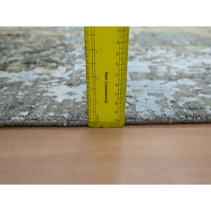 2'6"x12' Spanish Gray with Rust, Hand Knotted, Abstract with Galaxy Design, Persian Knot, Pure Wool, Densely Woven, Runner, Oriental Rug FWR499026