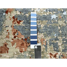 Load image into Gallery viewer, 2&#39;5&quot;x10&#39; Marengo Gray With Beige, Densely Woven, Abstract With Galaxy Design, Persian Knot, 100% Wool, Hand Knotted, Runner, Oriental Rug FWR499050