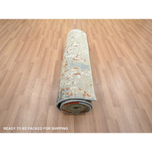 Load image into Gallery viewer, 2&#39;5&quot;x10&#39; Marengo Gray with Beige, Densely Woven, Abstract with Galaxy Design, Persian Knot, 100% Wool, Hand Knotted, Runner, Oriental Rug FWR499050