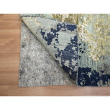 Load image into Gallery viewer, 2&#39;6&quot;x10&#39; Misty Gray with Beige, Pure Wool, Abstract with Galaxy Design, Persian Knot, Hand Knotted, Densely Woven, Runner, Oriental Rug FWR499056