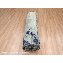 Load image into Gallery viewer, 2&#39;6&quot;x10&#39; Misty Gray with Beige, Pure Wool, Abstract with Galaxy Design, Persian Knot, Hand Knotted, Densely Woven, Runner, Oriental Rug FWR499056