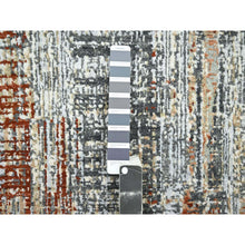 Load image into Gallery viewer, 4&#39;1&quot;x6&#39;3&quot; Charcoal Gray With Rust, Densely Woven, Hand Knotted, Abstract With Galaxy Design, Persian Knot, Pure Wool, Oriental Rug FWR499074